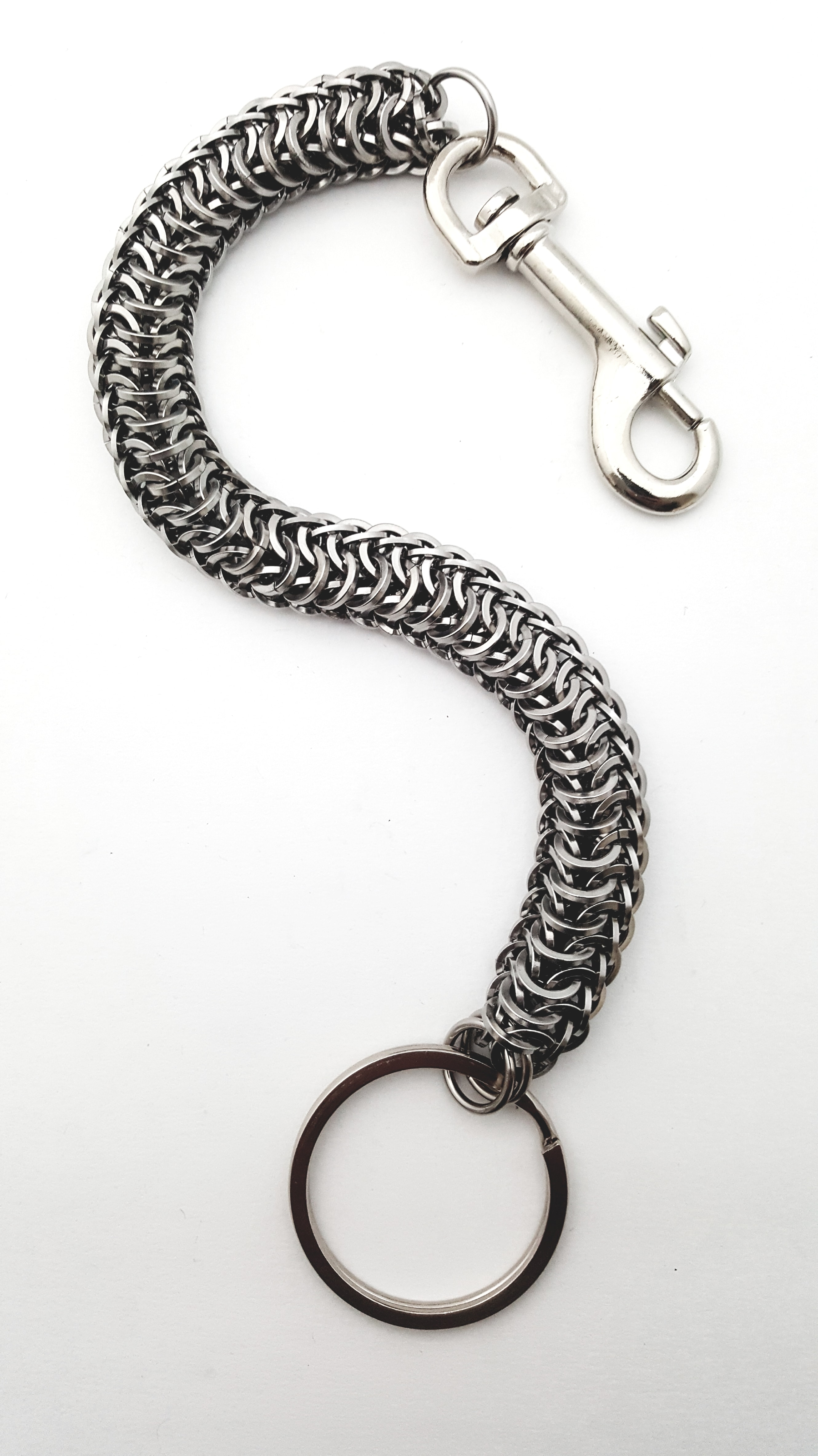 Wirework Designs | Handcrafted chainmaille jewellery and chainmaille products | Chainmaille Key Chain Stainless Steel 13" Alligatorback Weave | 20200203_143957
